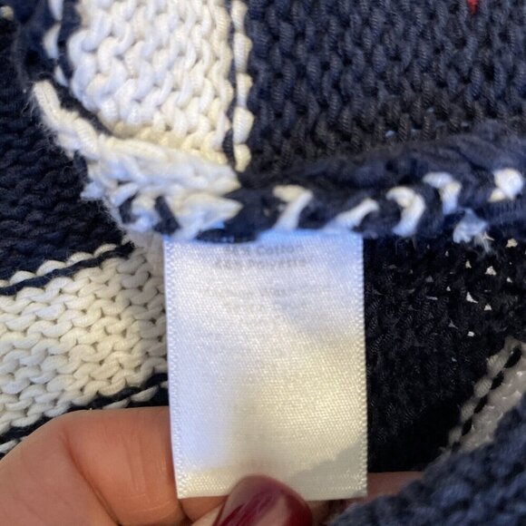 Talbots Navy Blue Stripe Sweater Women's Petite XS Cotton Blend Pullover Preppy - Picture 9 of 9